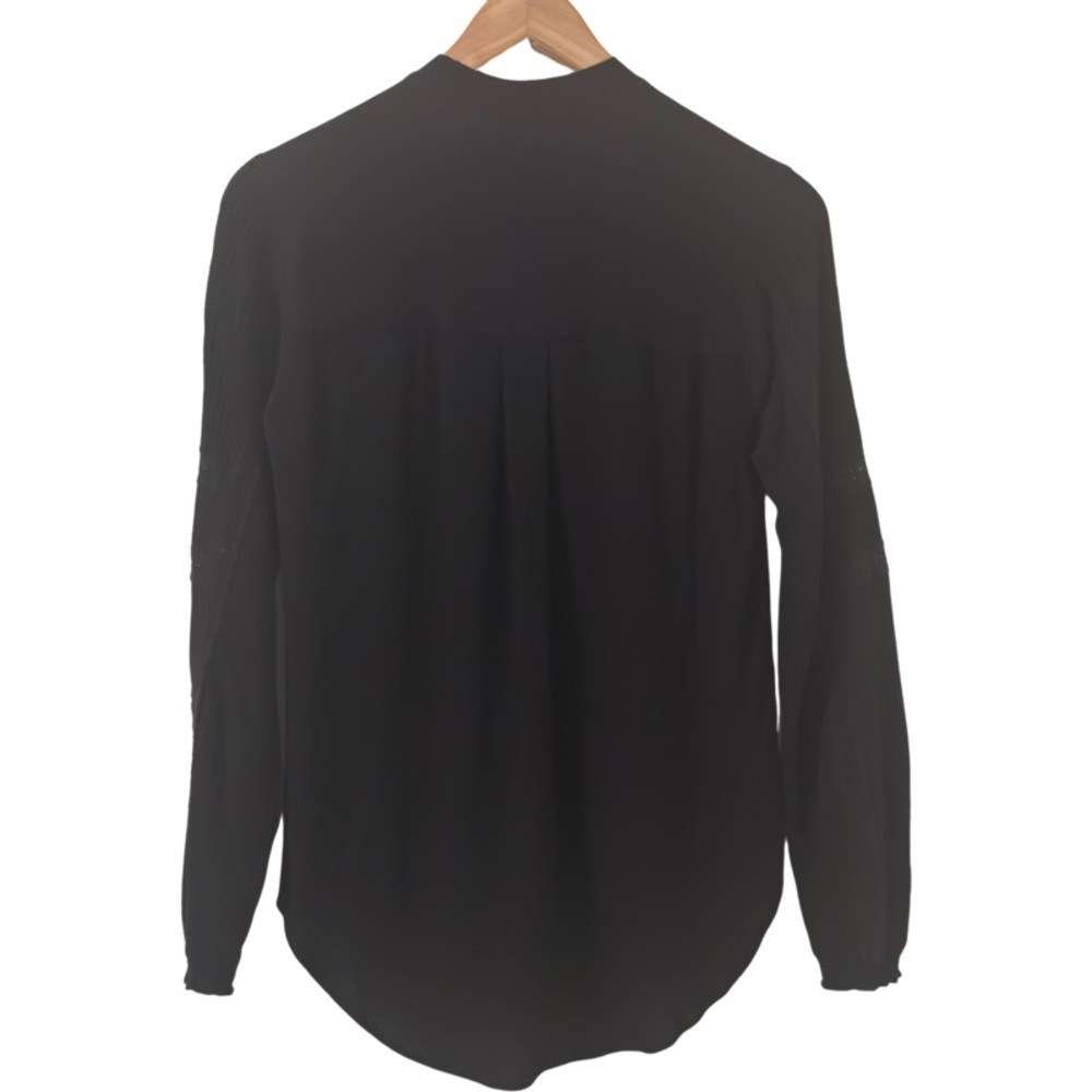 Veronica Beard Eva Tie Neck Lace Accent Blouse in Black Size 4 - Picture 10 of 13